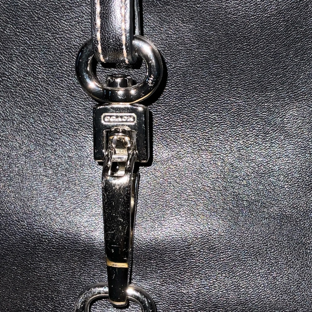 Coach Hampton Clip Hobo 7751 Black Leather Y2K 2002 Contrast Stitch Vintage - Picture 10 of 13